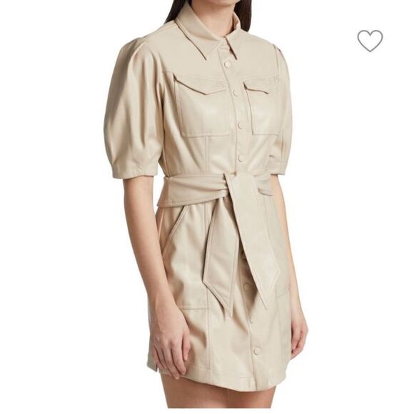 JONATHAN SIMKHAI Novah Vegan Leather Short Sleeve Mini Dress - Picture 1 of 16